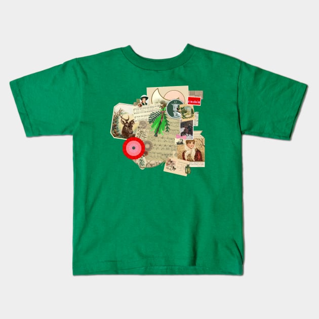 Victorian Christmas Collage Kids T-Shirt by LochNestFarm